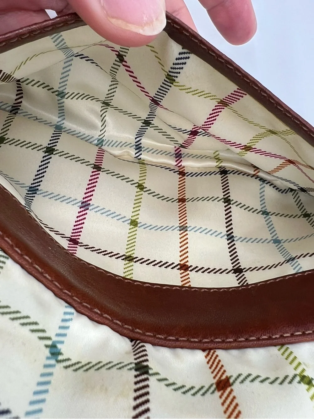 Vintage Coach Bleecker Whiskey Leather Wristlet Clutch Tattersall Lined